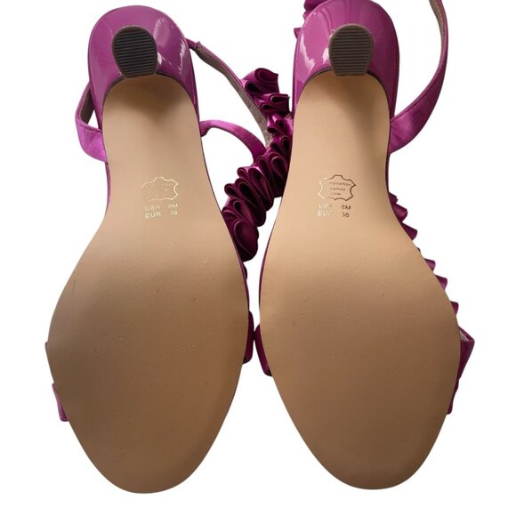 Nina Pink Satin Ruffle Heels Size 8M Y2K Strappy Slingback Party Wedding Shoes - Picture 11 of 11